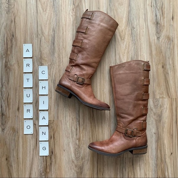 ARTURO CHIANG Brown Leather Tall Heeled Boots - Size 7 - Picture 11 of 11